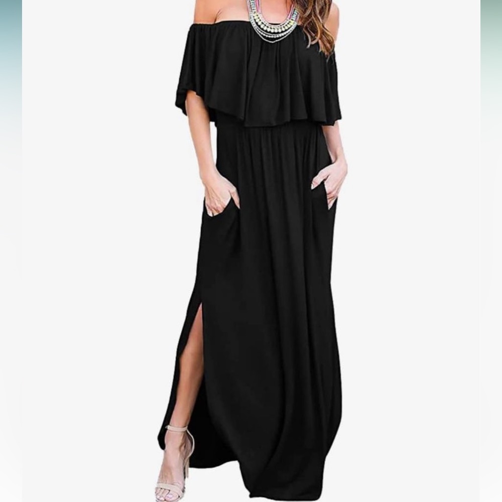 Woman’s off the shoulder dress